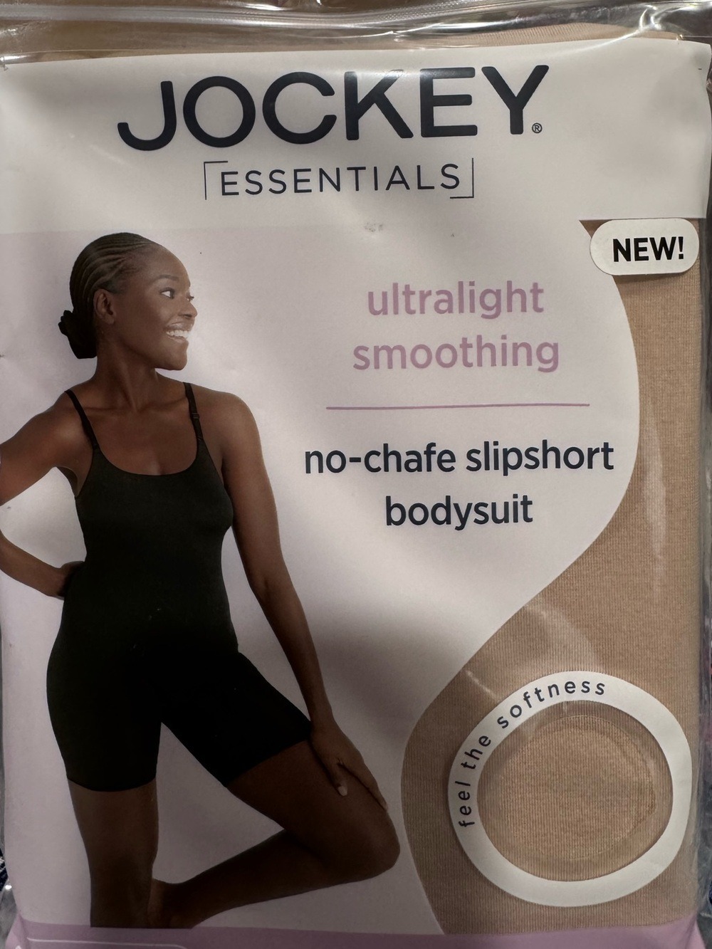 Jockey Ultralight Smoothing No-Chafe Slipshort Bodysuit - Nude NWT 3XL